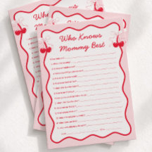 Tarjeta de juego para ducha de bebé de cereza: ¿Qu