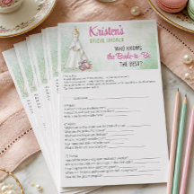 Tarjeta de juego para fiesta de té en la despedida