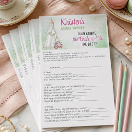 Tarjeta de juego para fiesta de té en la despedida