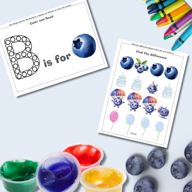 Tarjeta de juego para niños menores de edad con pr (Blueberry Birthday Preschooler toddler Game card)