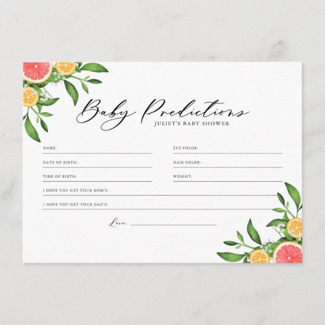 Tarjeta de juego para predicciones de bebé de nara (Anverso)