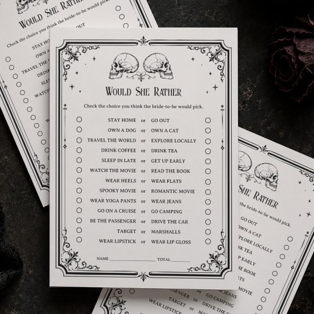 Tarjeta de juego '¿Qué preferiría ella?' para una  (Subido por el creador)