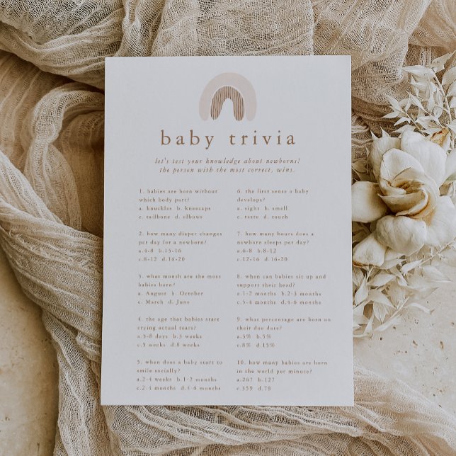 Tarjeta de juego Rainbow Baby Shower Trivia Chica  (ROWAN Girl Rainbow Baby Shower Trivia Game Card)