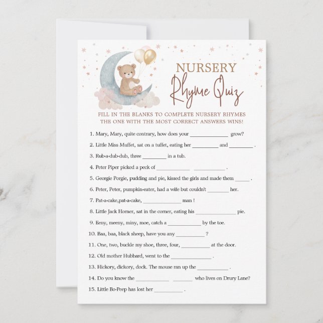 Tarjeta de juego Rhyme de Enfermería por la Luna (Anverso)