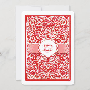 Tarjeta de juego roja y blanca - Invitación a boda