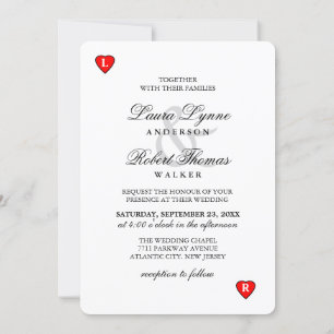 Tarjeta de juego roja y blanca - Invitación a boda