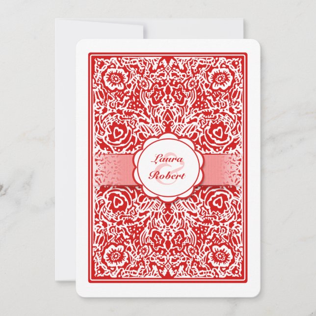 Tarjeta de juego roja y blanca - Invitación de cas (Anverso)