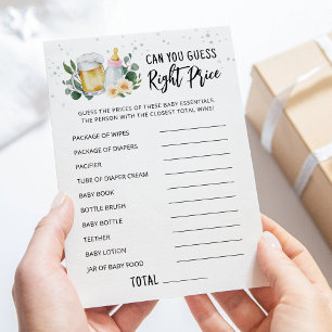 Tarjeta de juego rosa para adivinar el precio de B