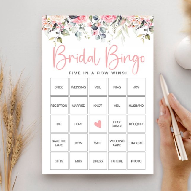 Tarjeta de juego Rubor Floral Bridal Shower Bingo (Subido por el creador)