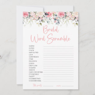Tarjeta de juego Rubor Floral Bridal Shower Word S