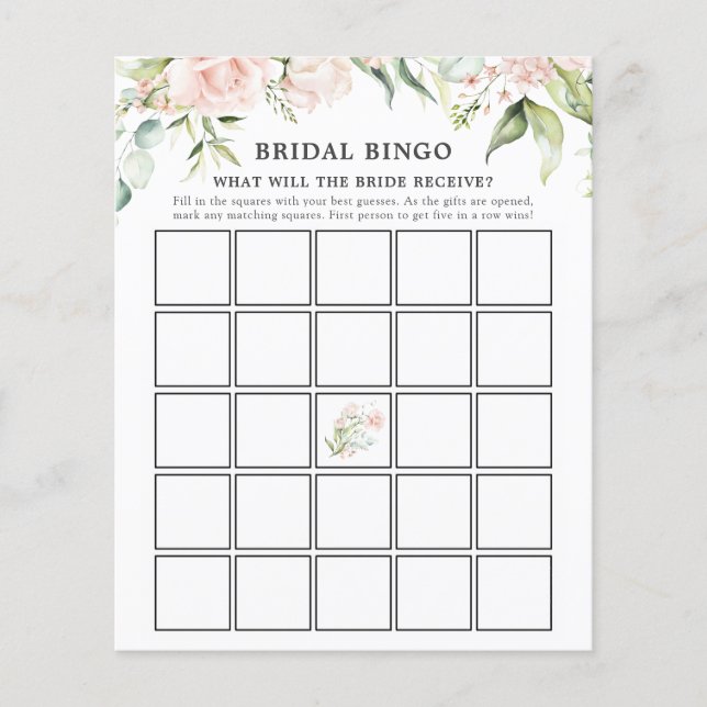 Tarjeta de juego Rubor Florals and Greenery Bridal (Anverso)