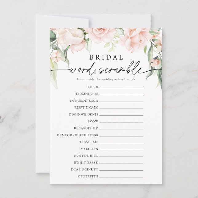 Tarjeta de juego Rubor Florals Bridal Word Scrambl (Anverso)