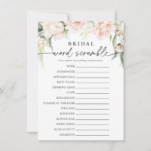 Tarjeta de juego Rubor Florals Bridal Word Scrambl