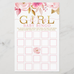 Tarjeta de juego Rubor Pink Baby Shower Bingo