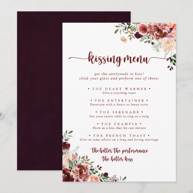 Tarjeta de juego Rustic Floral Boda Kissing (Anverso / Reverso)