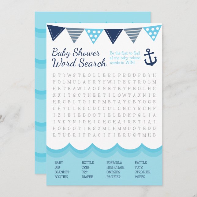 Tarjeta de juego Sailor Baby Word Search (Anverso / Reverso)