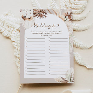 Tarjeta de juego SIERRA Boho Boda A-Z Bridal Showe
