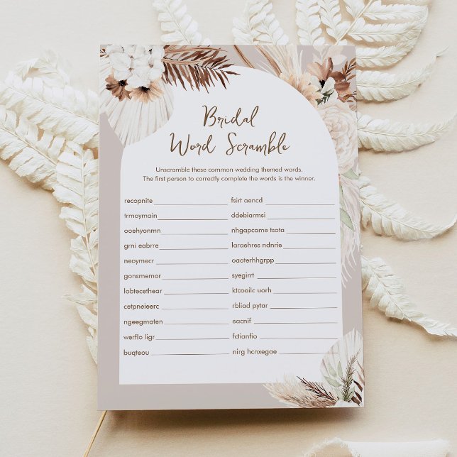 Tarjeta de juego SIERRA Boho Word Scramble Bridal  (Subido por el creador)