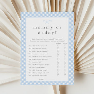 Tarjeta de juego simple azul Bow mamá o papi
