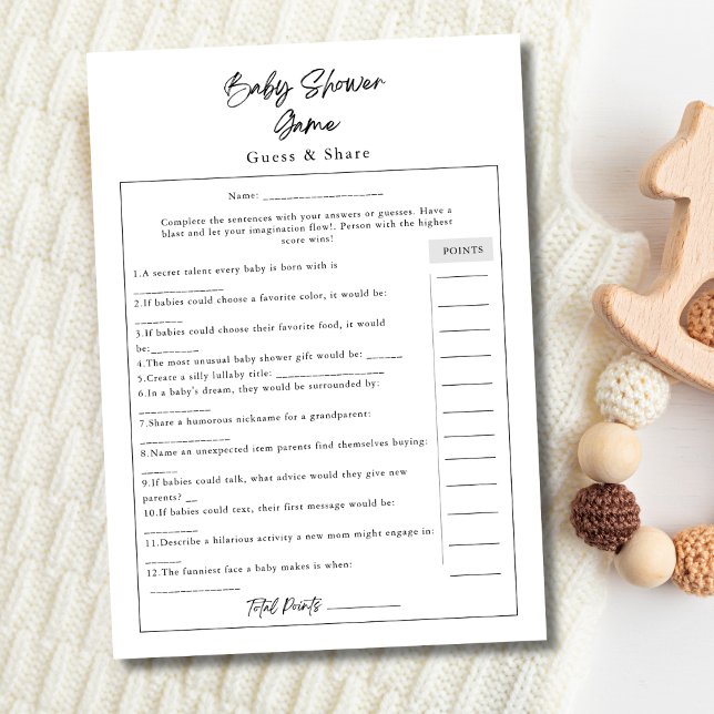 Tarjeta de juego simple y moderna para Baby Shower (Subido por el creador)