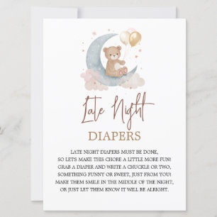 Tarjeta de juego sobre los pañales nocturnos de la