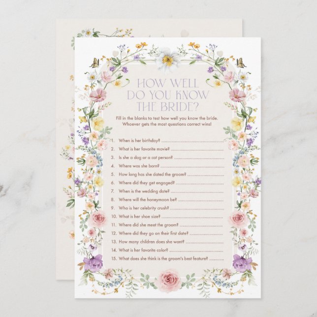 Tarjeta de juego Spring Wildflower Meadow Bridal S (Anverso / Reverso)