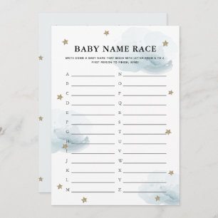 Tarjeta de juego Stars & Clouds Baby Name Race Sho