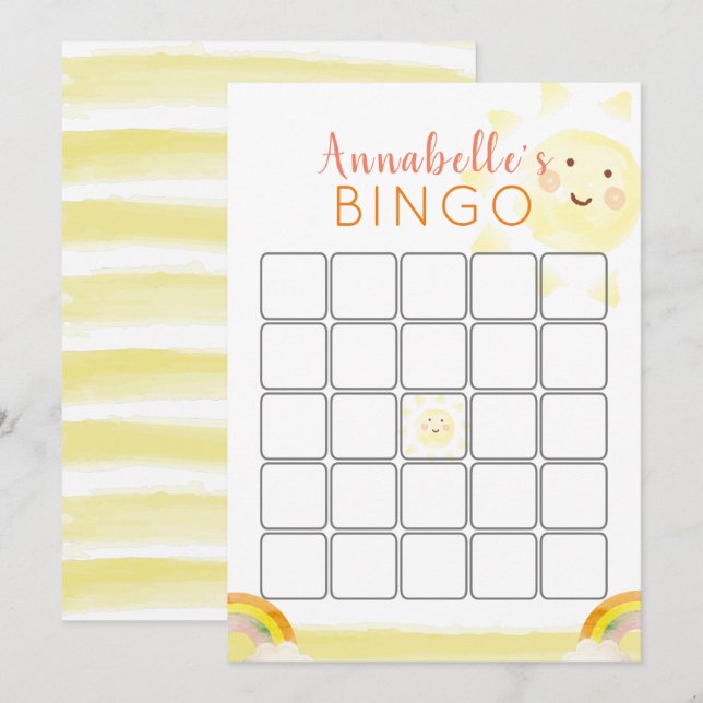 Tarjeta de juego Sunshine Birday Bingo (Anverso / Reverso)
