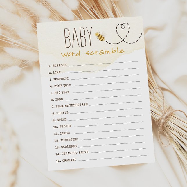 Tarjeta de juego Sweet Bumble Bee Baby Word Scramb (Subido por el creador)