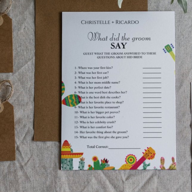 Tarjeta de juego Tacos Bride & groom trivia brivia (Subido por el creador)