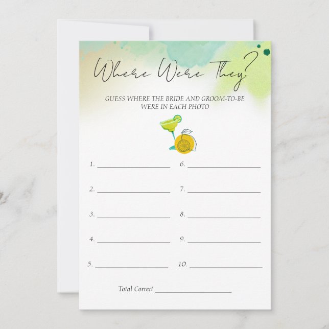 Tarjeta de juego Tacos & Tequila Watercolor Bridal (Anverso)