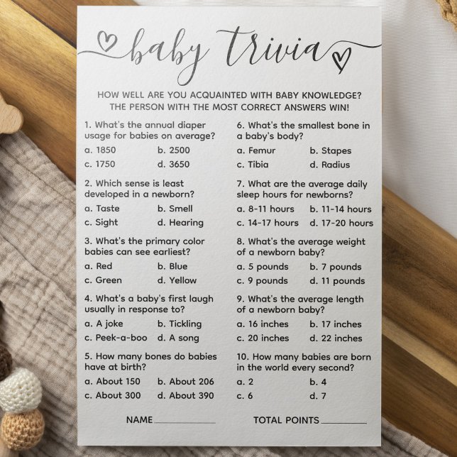 Tarjeta de juego Trivia de Baby Shower (Subido por el creador)
