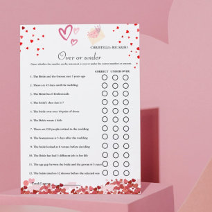 Tarjeta de juego Valentine Over o Under Bridal
