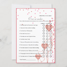 Tarjeta de juego Valentine Over o Under Bridal