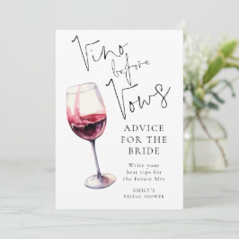 Tarjeta de juego Vino Antes De Vows Advance Bridal