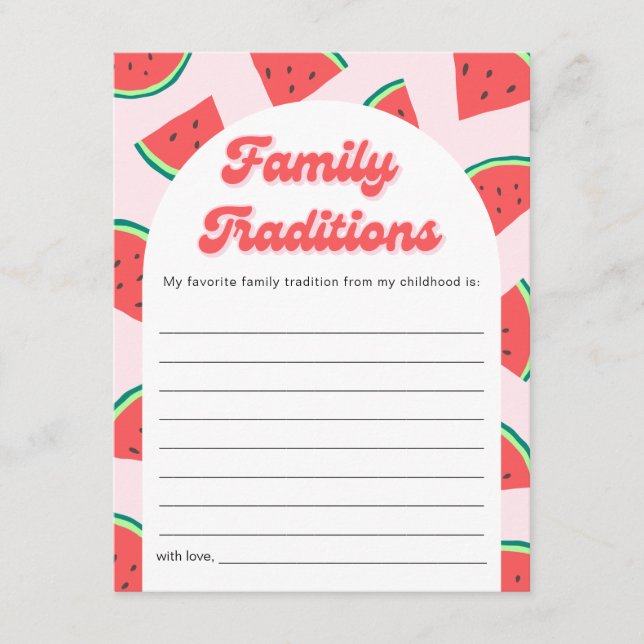 Tarjeta de juego Watermelon Baby Shower Family Tra (Anverso)