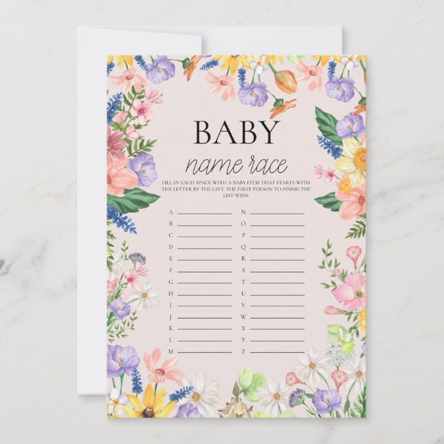 Tarjeta de juego Wilflower Spring Baby Name Race (Anverso)