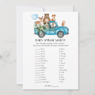 Tarjeta de juego Woodland Animals Blue Truck Match