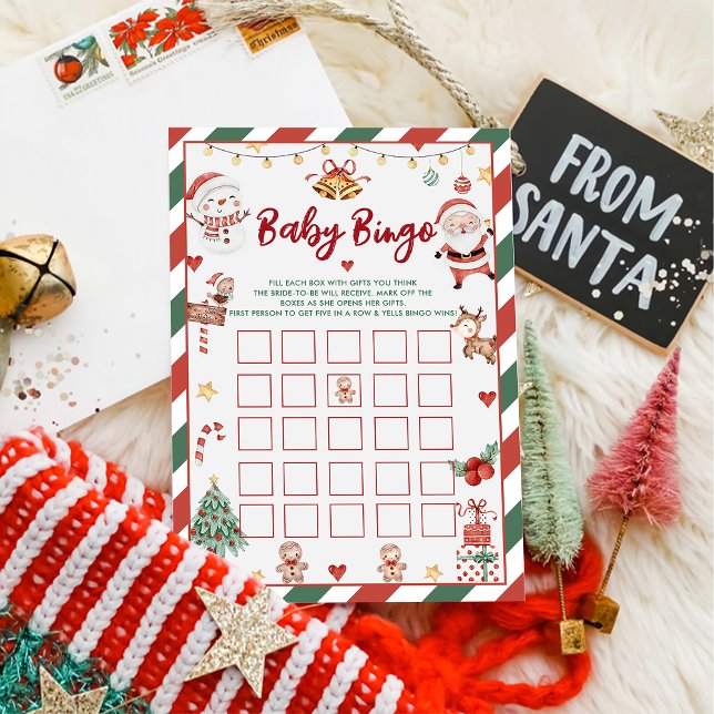 Tarjeta de juegos de baby shower de Bingo Santa Ba (Subido por el creador)