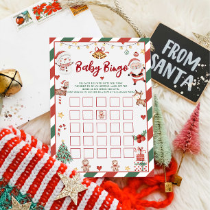 Tarjeta de juegos de Baby Shower de Bingo Santa Cl