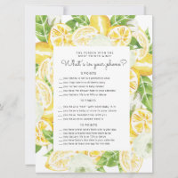 tarjeta de juegos de Baby Shower para limoneros