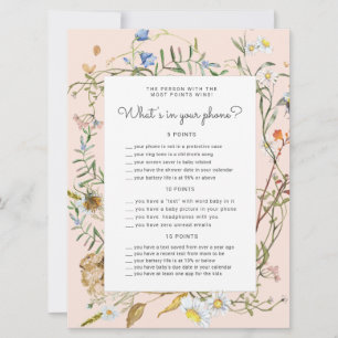 tarjeta de juegos de Baby Shower rústica de flores