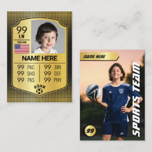 Tarjeta de jugador de fútbol Gold Stats Shield Car