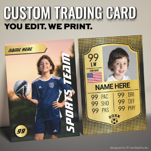 Tarjeta de jugador de fútbol Gold Stats Shield Car