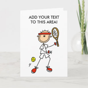 Tarjeta de jugador de tenis con figura de stick