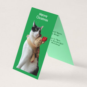 Tarjeta de juguete para Navidades de gatos y renos