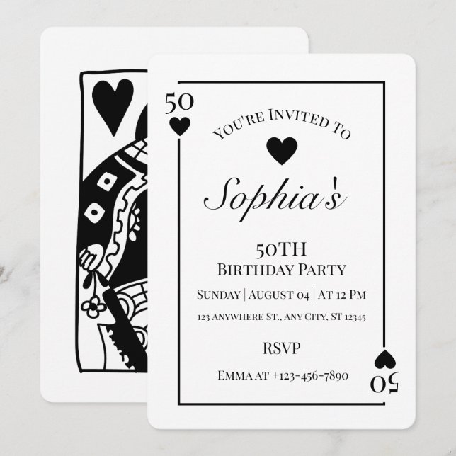 Tarjeta de Juicio de Corazones Invitación a Fiesta (Anverso / Reverso)