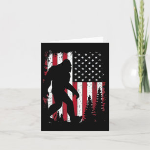 Tarjeta De Julio Bigfoot Sasquatch Bandera Americana Patri