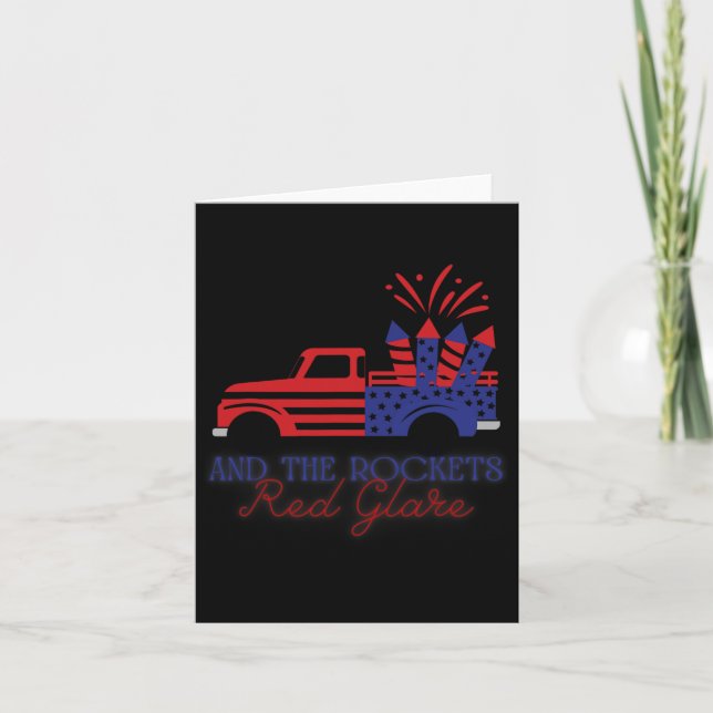 Tarjeta De Julio Cohetes Red Glare Day Desfile (Anverso)