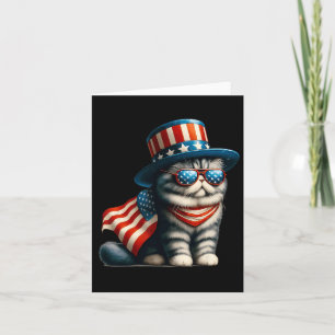 Tarjeta De Julio Gato Bandera Americana Gato Lover Índice